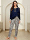 Sorrisino Summer Women's Pajama Set Cotton Blue Maren