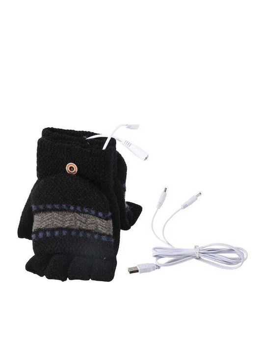 Unisex Knitted Touch Fingerless Gloves Gray Heated