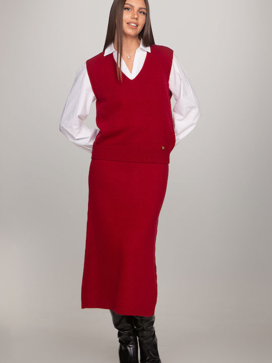 Set cu Fustă Dark Red