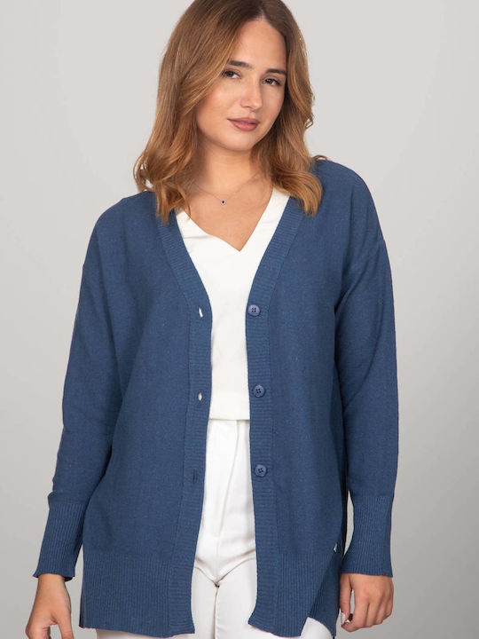 Women's Cardigan with Buttons Navy Blue