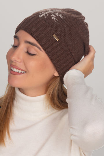 Beanie Γυναικείος Σκούφος Πλεκτός σε Καφέ χρώμα