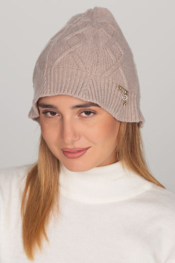 Beanie Γυναικείος Σκούφος Πλεκτός σε Μπεζ χρώμα