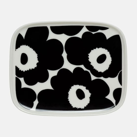 Marimekko Teller Wüste Rechteckig Keramik Weiß 12x15cm