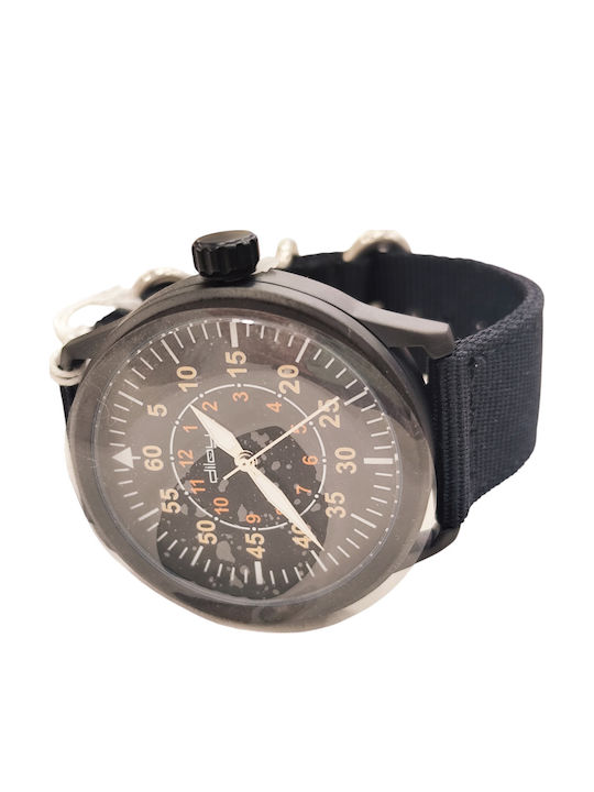 Diloy Straps Ανδρικό Ρολόι Μπαταρίας με Μαύρο Δερμάτινο Λουράκι