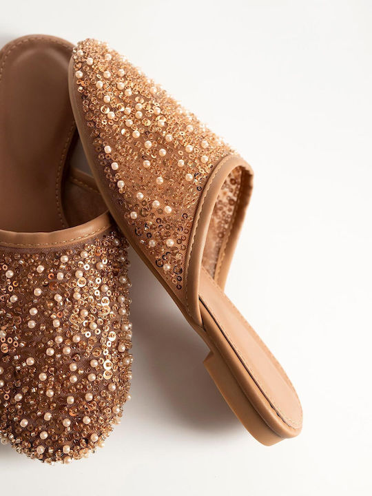 Bozikis Flach Mules in Braun Farbe