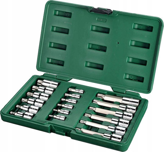Sata Walnut with Torx Head and Socket 1/2'' T10 / T15 / T20 / T25 / T30 / T40 / T45 / T50 / T55 / T60 18pcs