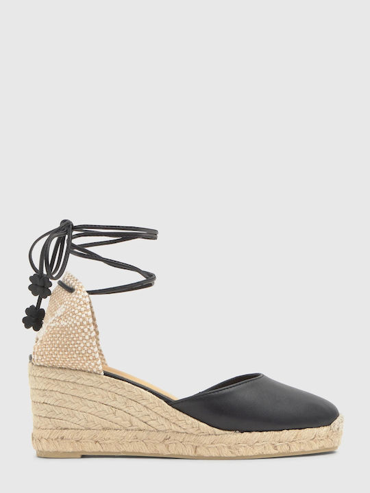 Carina 6 Women's Leather Platform Espadrilles Black