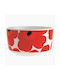 Marimekko Oiva Unikko Serving Bowl Round Ceramic White with Diameter 12.5cm