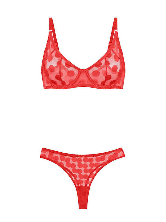 Celestino Damenunterwäsche-Set Mit Spitze Rot