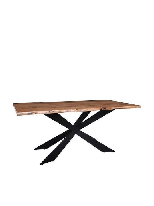 Lizard-wt Tisch Speisesaal aus Massivholz & Metall Black, Natural 180x90x78cm
