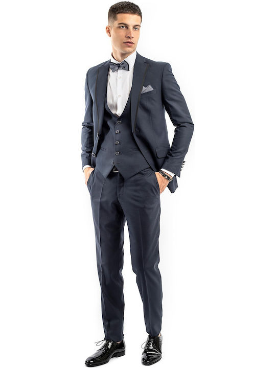Men's Suit with Vest Slim Fit Navy
