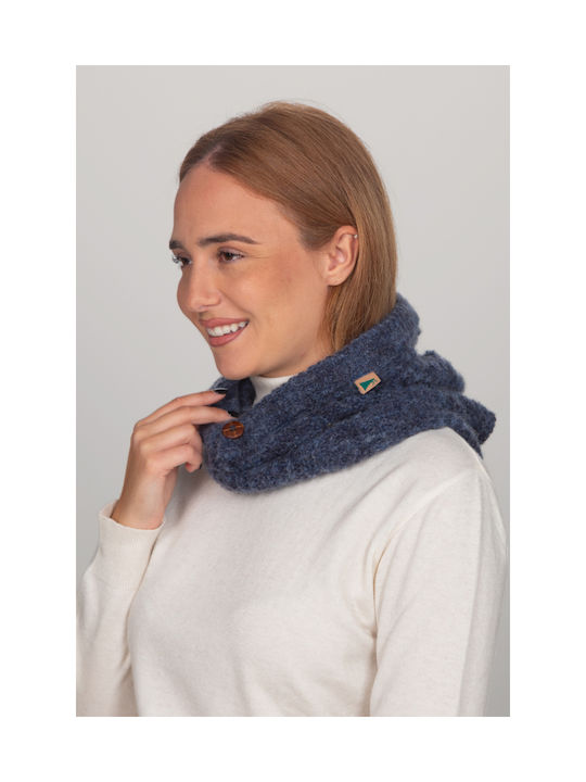 Wollene Ballaklava Knopf Blau 14684