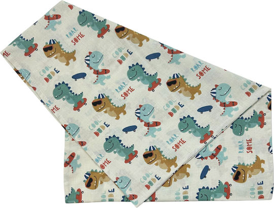 Bunny Bebe Dino Fata De Pernă Pentru Copii Din 100% Bumbac 45x33cm Ecru