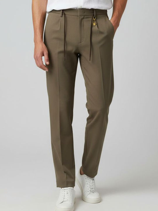 Elastic Beige Men's Trousers