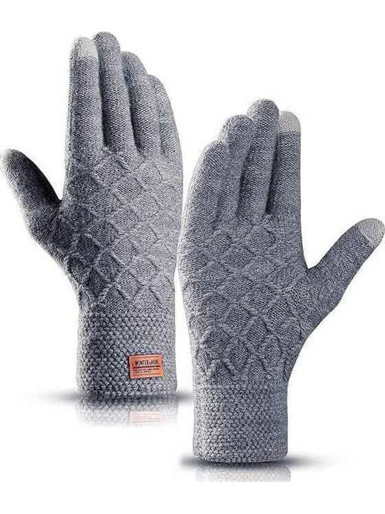 Unisex Knitted Touch Gloves Gray Screen