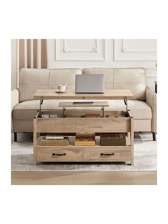 Rectangular Central Wooden Coffee Table with Li...