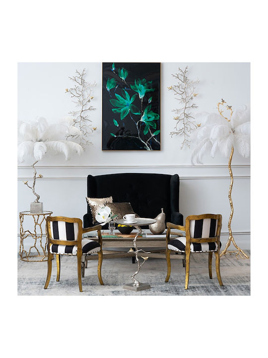 Round Side Table Branch Metal Silver / Gold Details M43xL43xH71cm