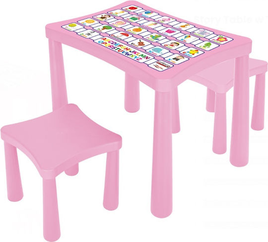 Kids Table and Chairs Set made of Plastic Pink Pilsan