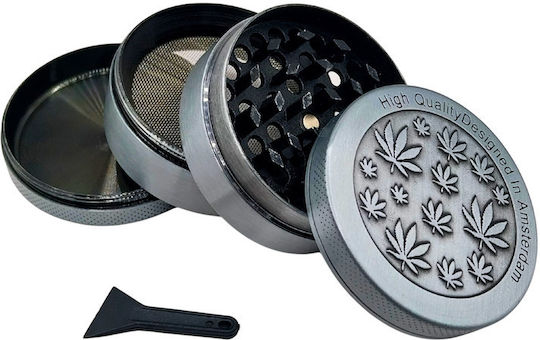 Grinder Τρίφτης Μεταλλικός 55mm 4 Θέσεων Ασημί Leaf