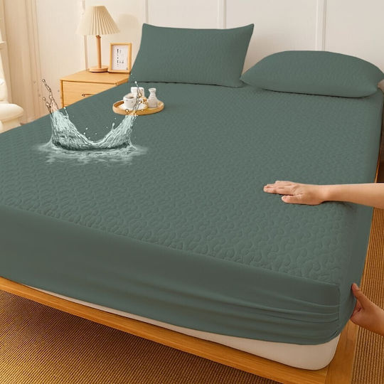 Pucioasa Protecție pentru Saltea Set cu Fețe de Pernă Dublu Waterproof Gri 140x200cm