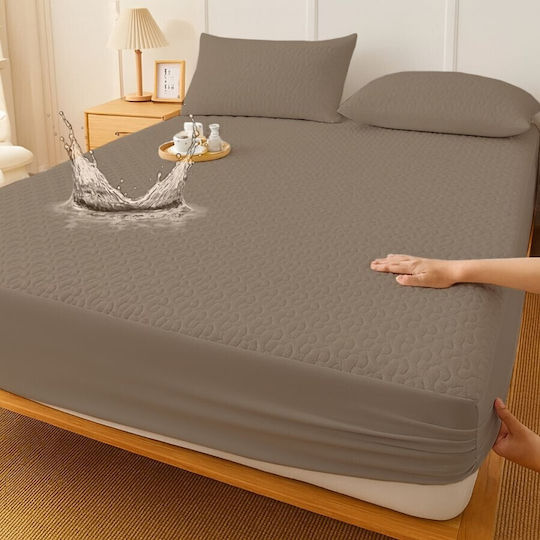 Pucioasa Protecție pentru Saltea Set cu Față de Pernă Single Waterproof Maro 90x200cm