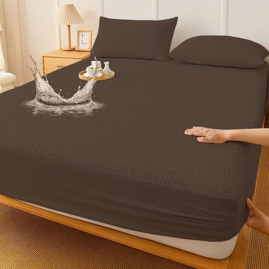 Pucioasa Protecție pentru Saltea Set cu Față de Pernă Single Waterproof Maro 90x200cm