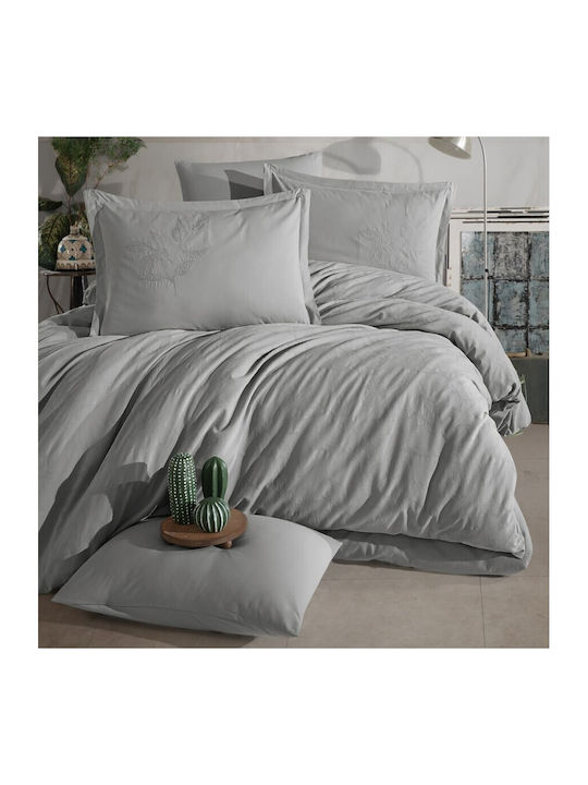 Clasy Home Set Husă de Pilotă Dublă cu 4 Fețe de Pernă & 1 Cearsaf 200x220 Gri