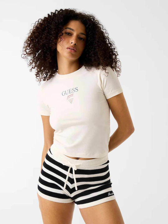 Guess Women's Cotton Short Sleeve Top Beige