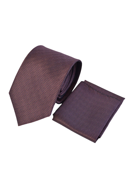 Messaggero Men's Tie Set Silk Printed in Purple Color