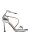 Leder Sandalen mit Strass Silber