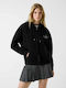 Gekürztes Sweatshirt für Damen mit Kapuze Schwarz