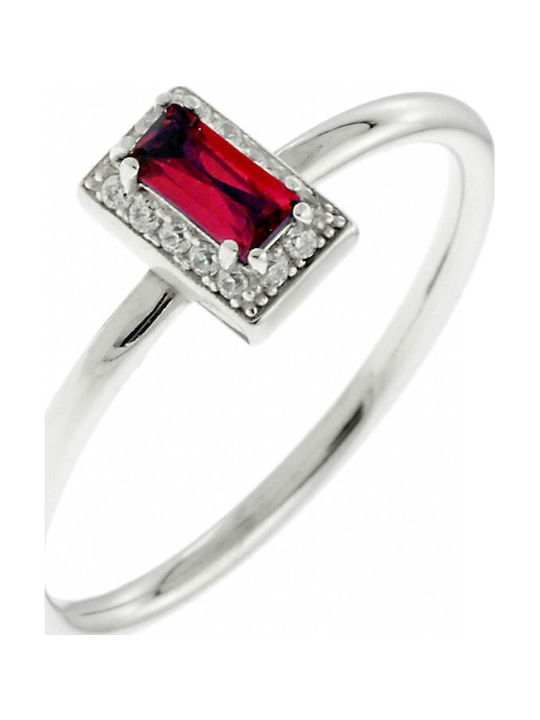 Mertzios.gr Damen Ring mit Zirkonia aus Weißgold 9K