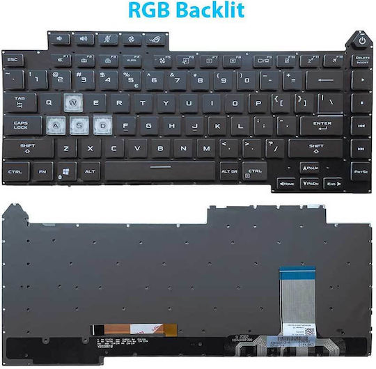 Laptop-Tastatur Asus Rog Zephyrus G15 G513qy G513qc G513rm G513ic G513im G513ih US Schwarz Horizontal Enter RGB Hintergrundbeleuchtung