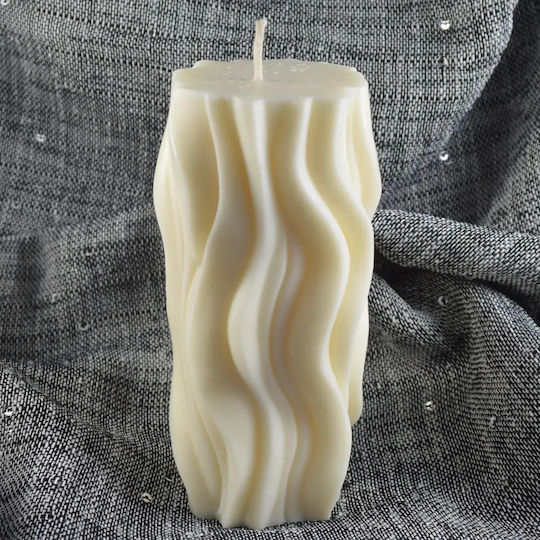 Kerze Säule 3d Wellig Groß Ohne Aromatisch