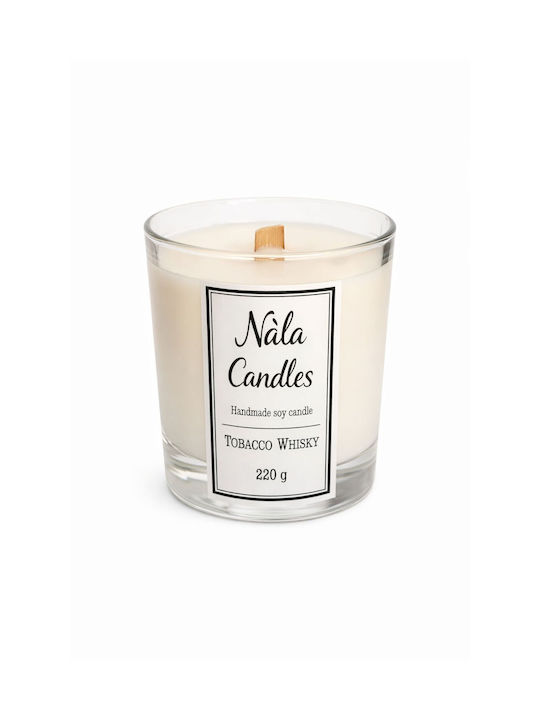 Aromatische Soja Kerze Whiskey Holz Docht – Gefäß Graue 220gr