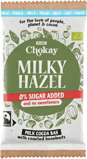Organic Milk Chocolate Roasted Hazelnuts Gluten Free Sugar Chokay 70gr