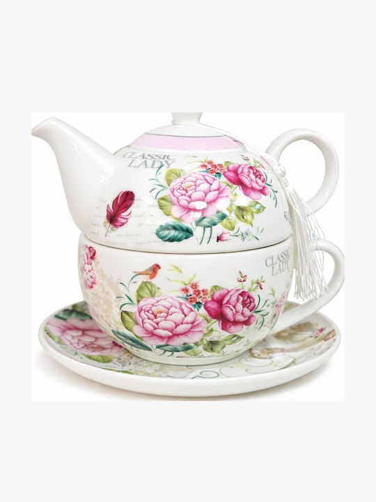 La Belle Maison Tea Set with Mug Made of Pink Porcelain 400ml 3 Pieces D2014-1