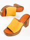 Suede Mules with Heel in Yellow Color