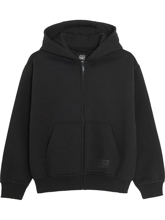 Kinder-Sweatshirt Strickjacke mit Kapuze Schwarz