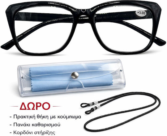 Panora Reading Glasses +3.00 in Black color 14700