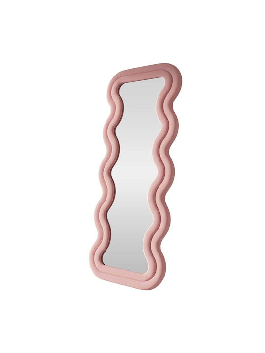 Hanah Home Asymmetric Floor Mirror with Pink Wooden Frame 170x65cm