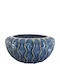 Marhome Plant Pot-Bazo Clay Blue Oval Ribbed Φ26x11cm 4/box 06-99072