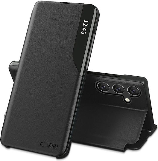 Tech-Protect View Back Cover Synthetic Leather / Plastic Black (Samsung Galaxy A37 5G)