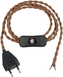 Globostar Whip 77673 Модерен Diy Плетен Кабел С Прекъсвач On Off Ac 220-240v Ip20 Кафяво и Черно М150 X Ш2.7 X В1.9cm