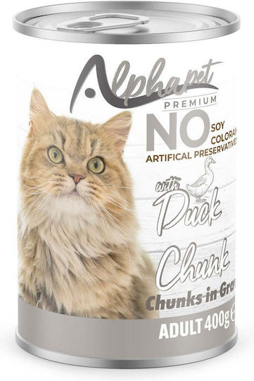 Alpha Pet Wet Food for Adult Cats in Cans with Duck 400gr