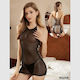 Roza Rz9024 Sexy Satin Babydoll Open Back & Halter Black