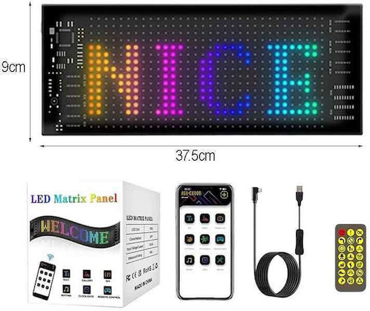 Flexible LED Sign RGB Bluetooth Animated Images Text via App 37.5x9cm LED Matrix Panel