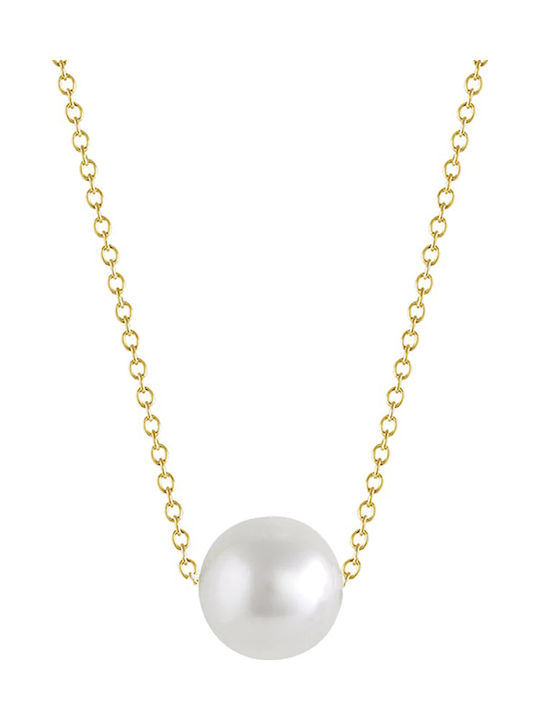 Theodora's Jewellery Necklace Solitaire from Gold Plated Silver with Pearls