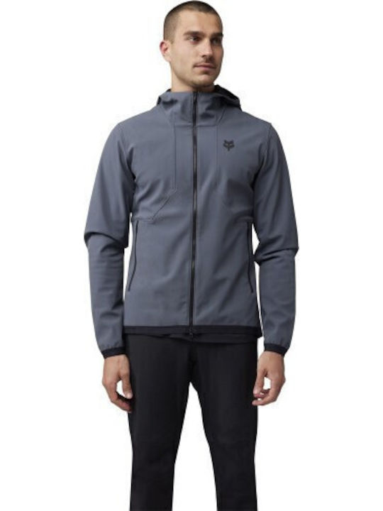 Fox Men's Fleece Cardigan with Hood Gray