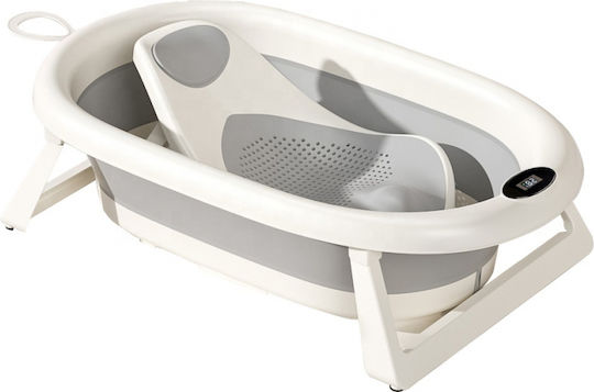 Little Mom Foldable Baby Bath with Thermometer Gray